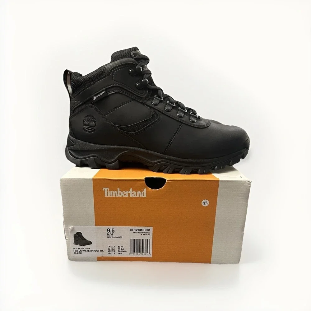 Timberland Mt. Maddsen Mid LC Waterproof Hiking Boots Black Mens 9.5 TB12731R001